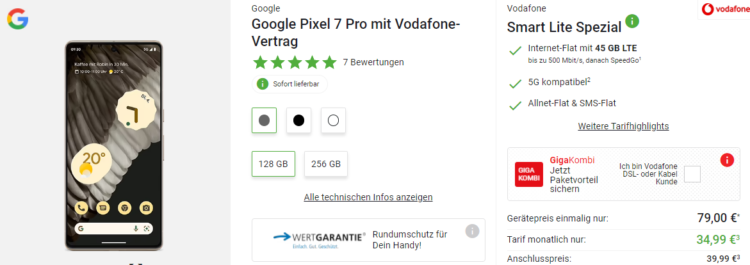 Google Pixel 7 Pro im Vodafone Smart Spezial