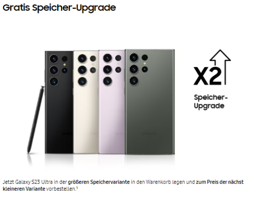 S23 Gratis speicher urpgrade