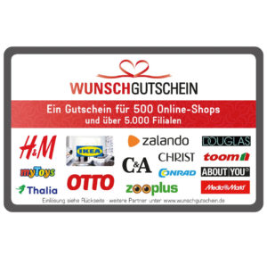 Wunschgutschein fuer ueber 500 Online-Shops