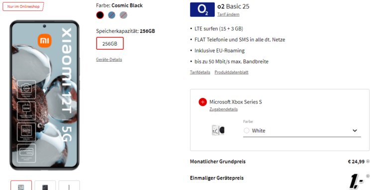 Xiaomi 12 T + Xbox Series S + o2 Basic 25