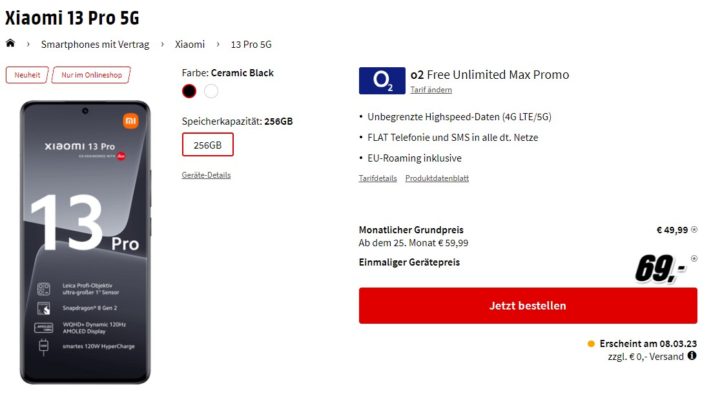 Xiaomi 13 Pro im o2 unlimited max
