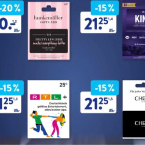 Aldi-Süd: Geschenkkarten vergünstigt (Hunkemöller, Kino, RTL+ und Christ)