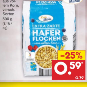 Haferflocken 0,59€ statt 0,79€ bei Netto ab 25.02.23