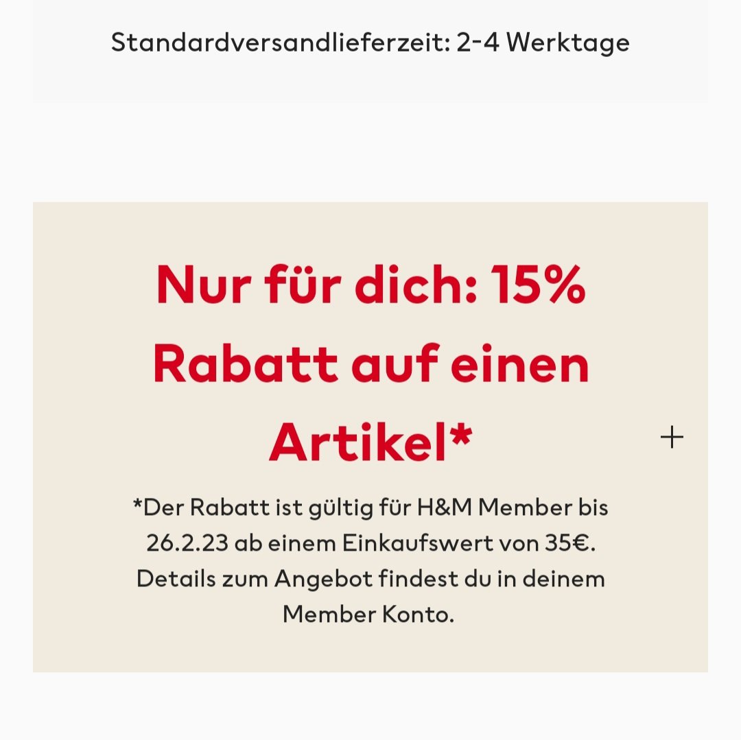 H M 15 Rabatt f r Member auf einen Artikel ab 35