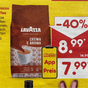 NETTO APP: Am 08.04.2023 LAVAZZA KAFFEEBOHNEN  für 7,99 €