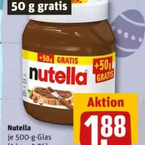 450 gr. Nutella + 50 gr. gratis bei Rewe bis 18.03.2023 für 1,88€