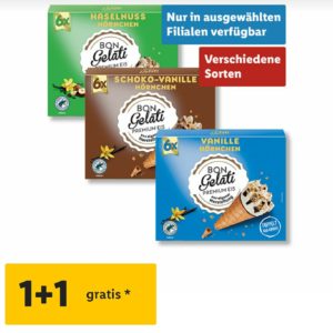 Lidl Plus: 2x Bon Gelati Waffeltüten zum Preis von 1.