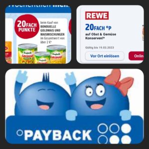 2 Dosen Mais von Bonduelle für umgerechnet 2,78 Euro, statt 3,38 Euro bei Rewe dank Payback & Smhaggle gültig ab heute ( Gute Kombi mit den Bonuspunkten inklusive ) ggf. personalisiert?!