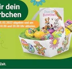 Globus füllt kostenlos das gebastelte Osterkörbchen für Kinder