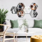 Wohnzimmer mit Hexagon-Fotowand