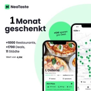 🥗 NeoTaste 3 Monate kostenlos: Rabatte für 1.000 Restaurants, u.a. in Köln, Berlin, Hamburg, Düsseldorf, uvm.