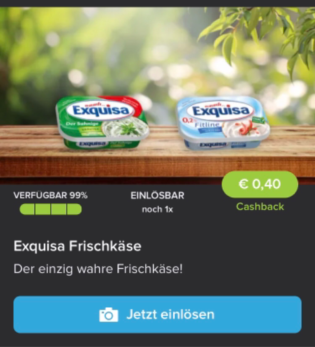 Exquisa Marktguru mit 0,43€ für Frischkäse nur