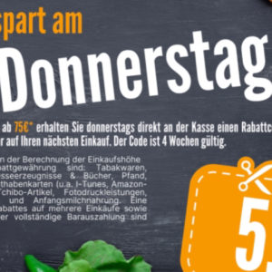 Edeka Südbayern: jeden Donnerstag 5€ geschenkt (ab 75€ MEW)