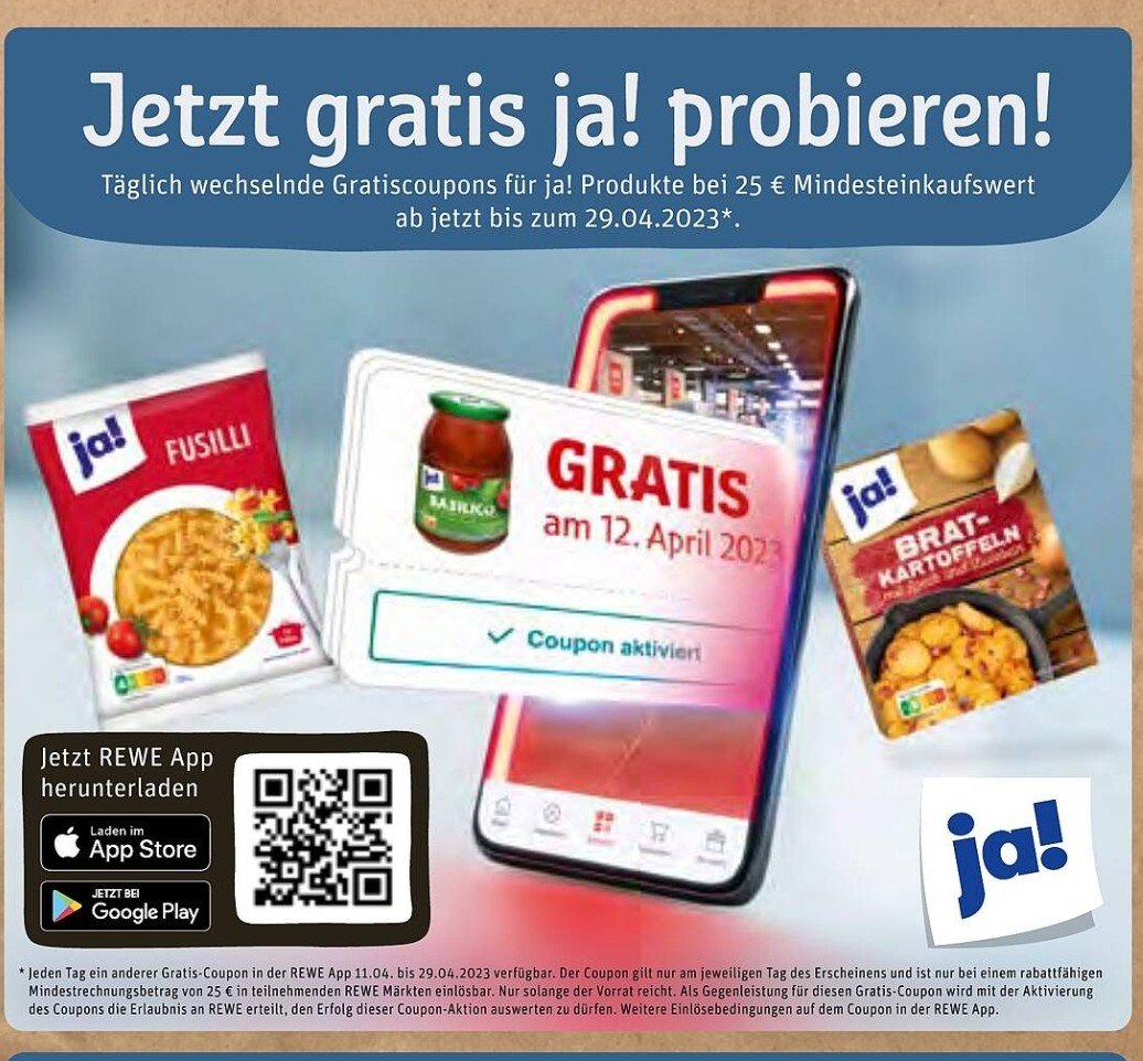 Gratis ja!Produkte bei Rewe