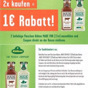 2 Kühne "Made for Meat" Saucen für umgerechnet 1,38 Euro anstatt 2,58 Euro bei Rewe dank Coupon und Payback und Smhaggle