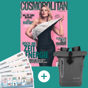💥 COSMOPOLITAN Halbjahresabo für 23,75€ + 20€ BestChoice-Gutschein + TRAVELITE Rucksack Roll Up Plane (Wert: 27€)
