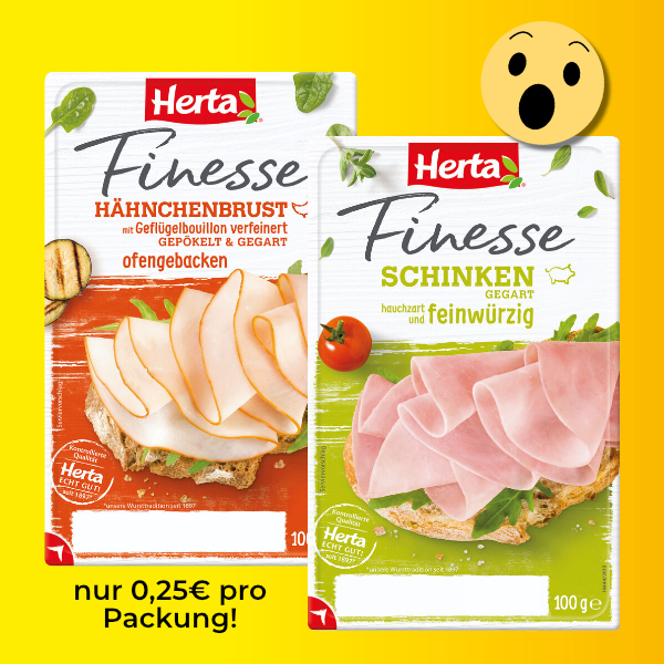 Herta Finesse für eff. 0,45€ dank Lidl, 2-für-1-Aktion, Marktguru und smhaggle