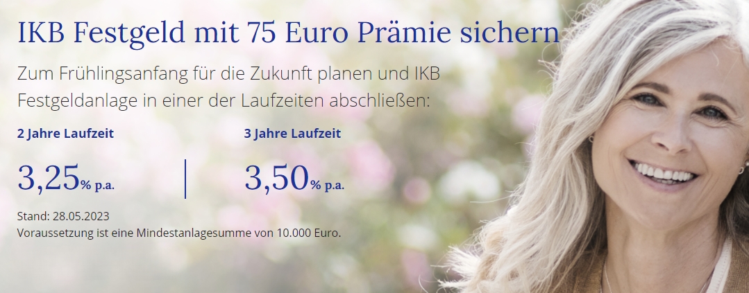 75€ Praemie fuer IKB Festgeldanlage