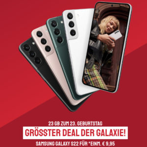 🥳 Samsung Galaxy S22 (128GB/256GB) ab 9,95€  / Google Pixel 7a für 9,95€ + 23GB LTE o2 Allnet für 22,99€/Monat - o2 Basic 30