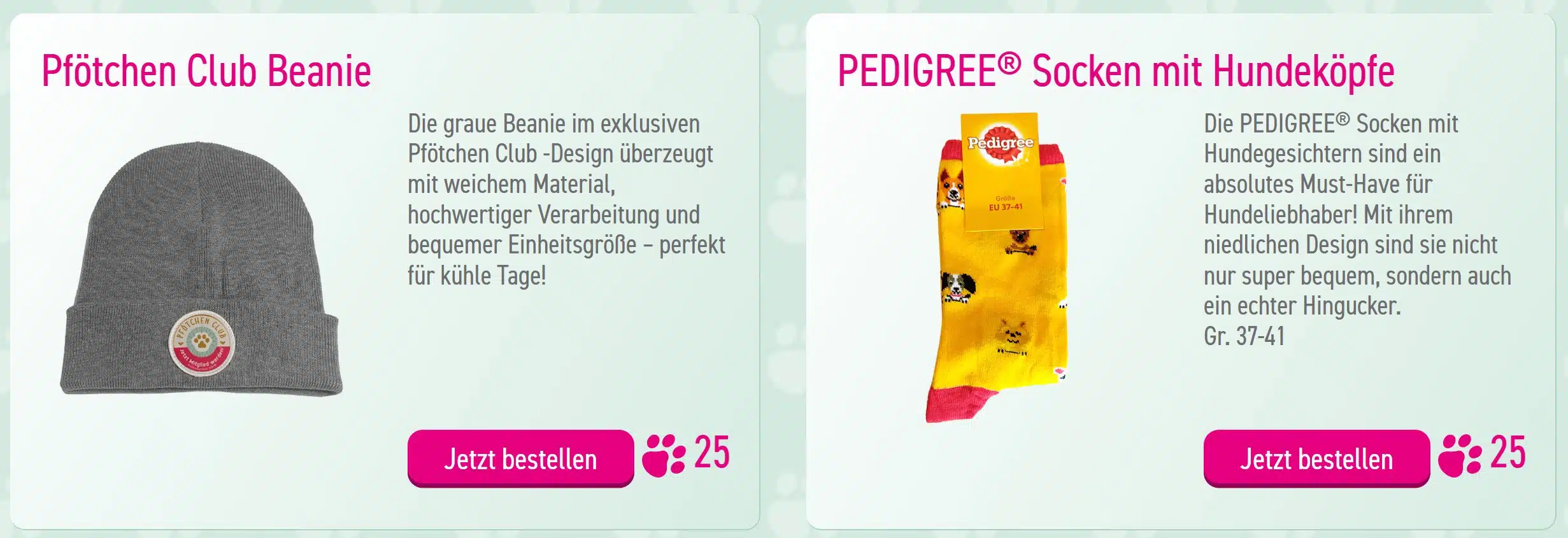 Zwei Prämien im Pfötchen Club