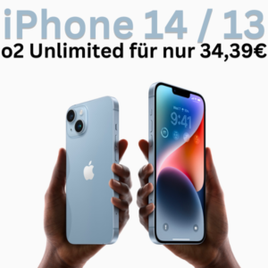 inkl. 100€ Wechselbonus 😌 Apple iPhone 14 für 222,22€ oder iPhone 13 für 129,99€ (128GB) + Unlimited 5G Allnet für 34,39€/Monat (o2 Free Unlimited Smart mit 15 Mbit/s)