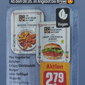 The Vegetarian Butcher Produkt für 1,09 statt 2,79 Euro ab 08.05. bei Rewe dank Payback und Smhaggle