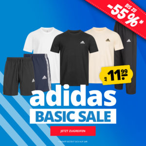 adidas Basic Sale: bis zu 55% Rabatt auf Shorts, Shirts uvm.