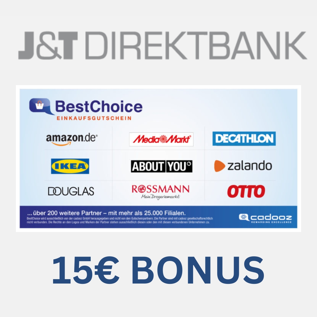 Thumbnail 15€ Bonus für kostenloses Tagesgeldkonto bei der J&amp;T Direktbank mit 3,3% Zinsen