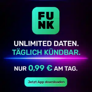 Thumbnail ⚡️ Unlimitierte 5G Datenflat inkl. Allnet für 0,99€/Tag 📝 300 MBit/s + eSIM + täglich kündbar! (freenet FUNK im o2-Netz)