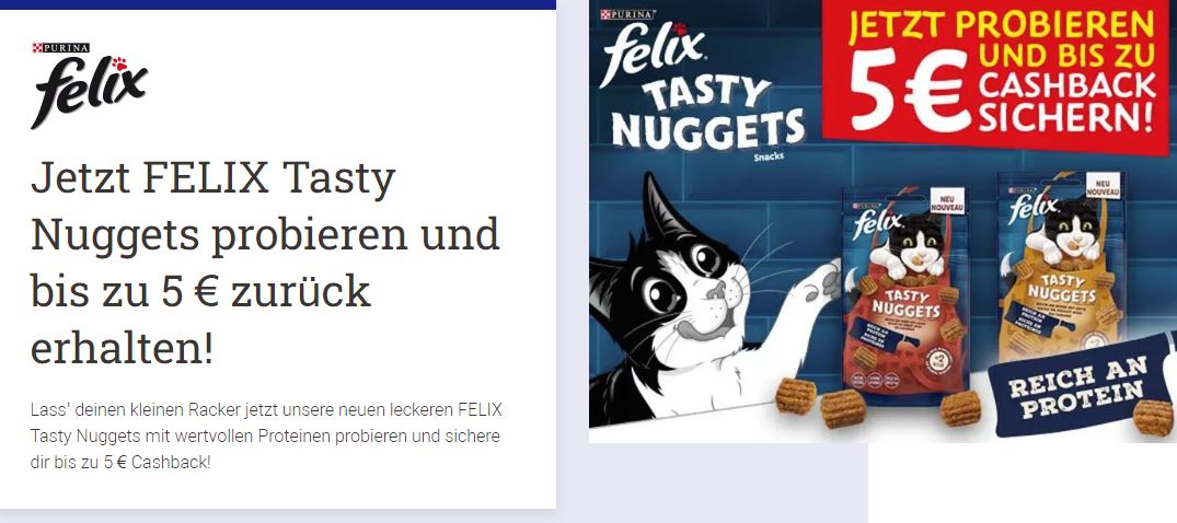 Felix Tasty Nuggets 5€ Rabatt