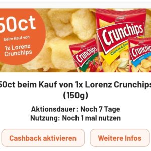 50 ct Cashback auf Lorenz Crunchips von Smhaggle