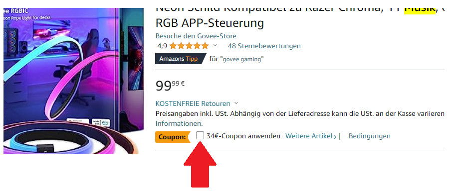34€ Coupon fuer Govee aktivieren