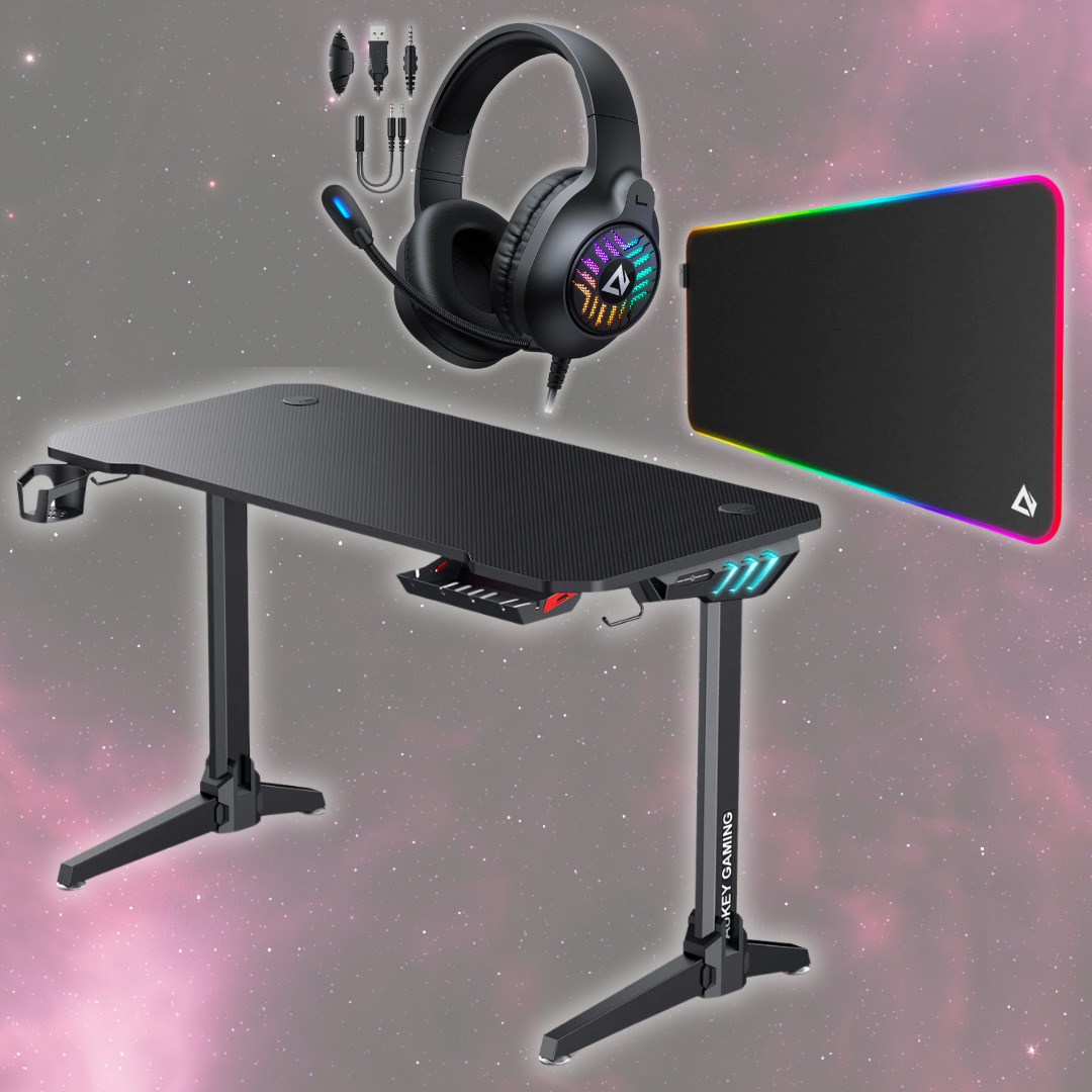 🎮🔥 AUKEY Gaming Tisch mit RGB-Beleuchtung + XL RGB-Gaming-Mauspad  + RGB-Gaming-Headset für 126,19€ (statt 195€)