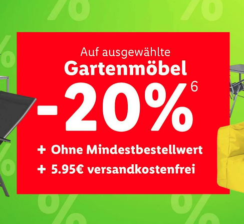 🌳 Lidl: 20% auf Gartenmöbel | ohne MBW + gratis Versand | Gartenmöbelsets