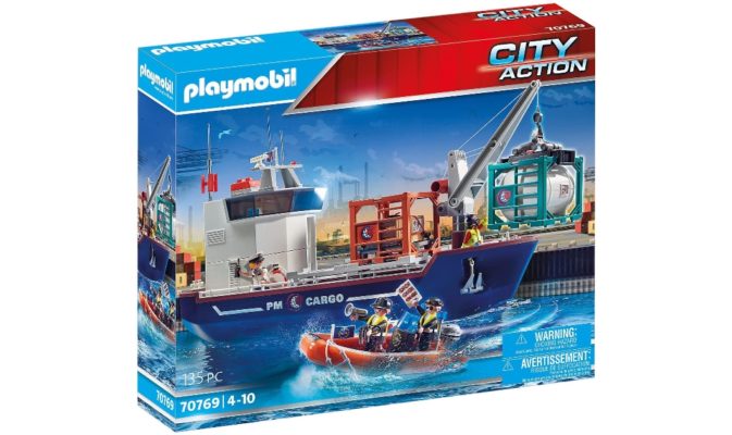Playmobil City Action Großes Containerschiff mit Zollboot