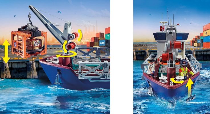Playmobil City Action Großes Containerschiff mit Zollboot