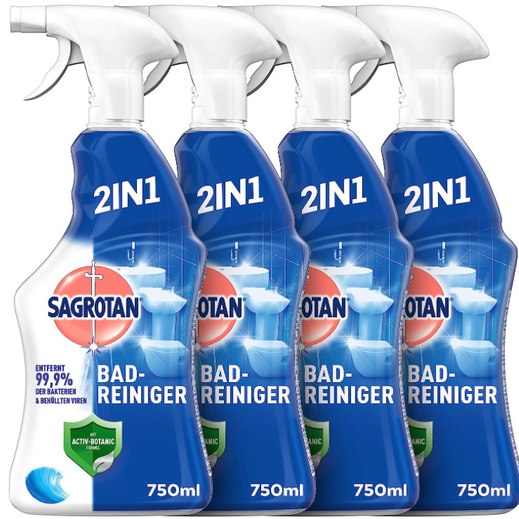 Thumbnail 🌊 Sagrotan Badreiniger 2-in-1 Desinfektionsreiniger Ozeanfrische 4 x 750 ml für 8,38€