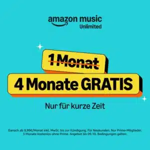 4 Monate Amazon Music Unlimited gratis für Prime-Mitglieder