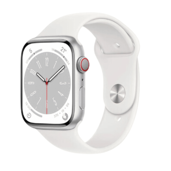 Apple Watch Series 8 LTE 45mm Aluminium Silber Sportarmband für 392,95€ (statt 504€)