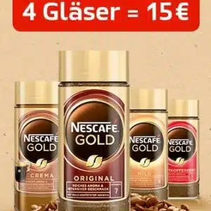 Nescafé Gold kaufen + 5€, 10€ oder 15€ als Einkaufsgutschein erhalten (REWE)
