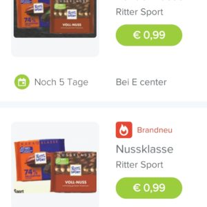 2x Ritter Sport Tafelschokolade à100g für 1,48€ Dank smhaggle bei Edeka (NBay-Sachsen-Thür.)