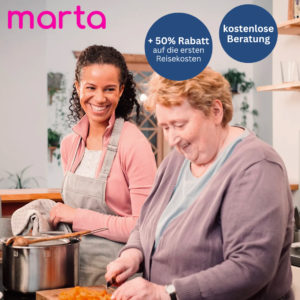 ❤️ Betreuung mit Herz: Bei marta zur passenden Senioren-Betreuung | Kostenlose Beratung & 50% Rabatt auf Erst-Betreuungskraft Reisekosten