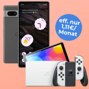 🥳 Google Pixel 7a (128GB) + Switch OLED für 99€ + 150€ Bonus + 25GB Telekom LTE Allnet für 34,99€/Monat + 19,99€ AG (freenet Telekom green)