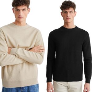 C&A Herren Pullover Rundhalsausschnitt aus 100% Baumwolle für 10,40€ - in beige oder schwarz