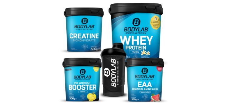 Bodylab24 Pumper Plus Stack mit Whey (1kg), Creatine (500g), Pre Workout Booster (300g), EAA (360g) & Shaker