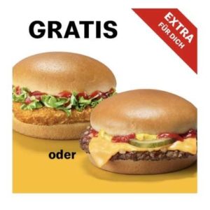 1 Cheese- oder Chickenburger gratis in der McDonald’s App (personalisiert)