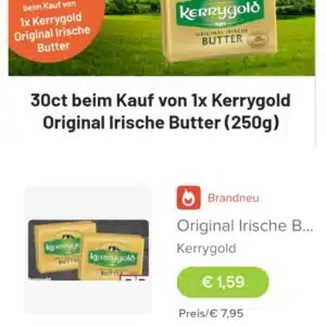 Kerrygold Original Irische Butter (250g) für 1,29 Dank smhaggle u Edeka/E-Center (Nordbay-Sachsen-Thür)