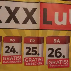 Gratis Käsekuchen, Eisbecher oder Hähnchenschnitzel bei XXX Lutz