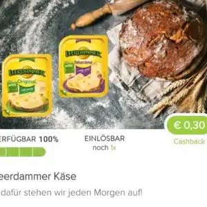 Marktguru: 30 Cent Cashback auf Leerdammer Käse