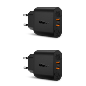 🤑 2x AUKEY Ladegerät 36W Quick Charge (PA-T16) + 2x AUKEY USB-C auf USB-A Kabel 2m (CB-CMD29) für 27,39€ (statt 56€)